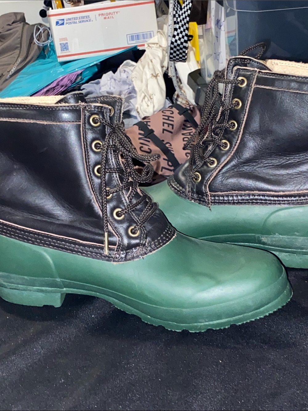 HUNTER KERRERA RAIN MUCK BOOTS MENS SIZE 12 WO SIZE 13 LACEUP SIDE ZIPPER GUC